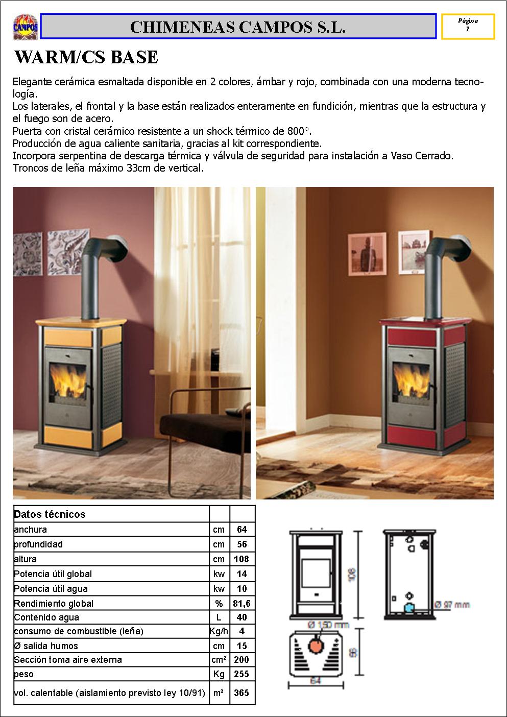 FICHA THERMOESTUFAS LENA WARM CS BASE
