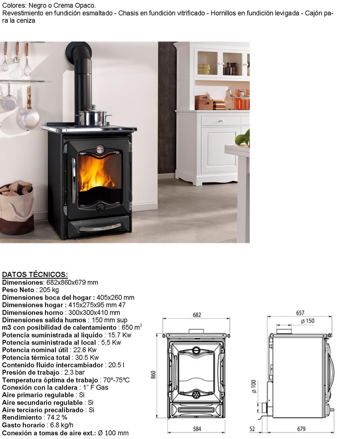 FICHA TERMOCOCINA DE LEÑA TERMOCUCINOTTA NEGRO